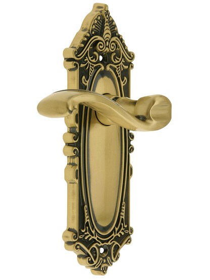 Grandeur Grande Victorian Design Door Set With Portofino Levers in Antique Brass.